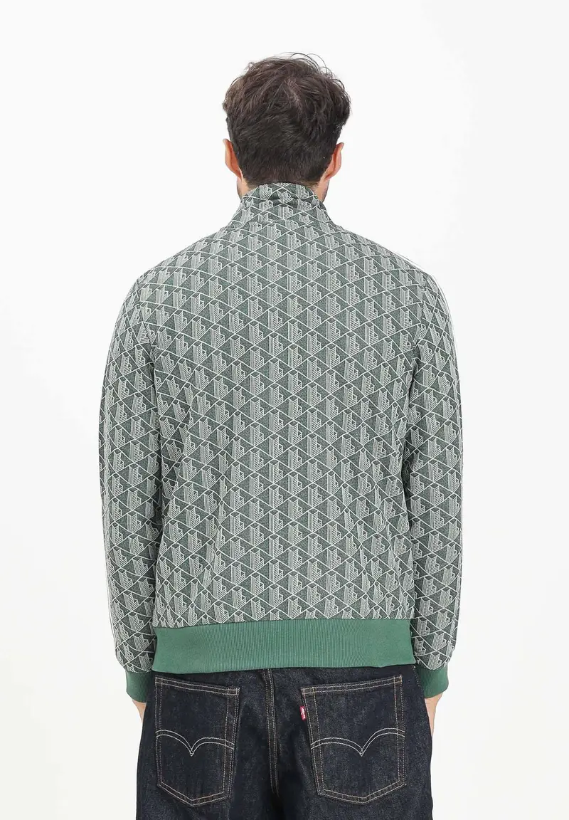 Felpa con zip Paris verde da uomo miniatura 3