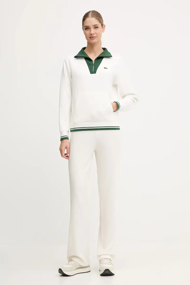 felpa donna colore beige con applicazione SF8634 Bianco miniatura 2