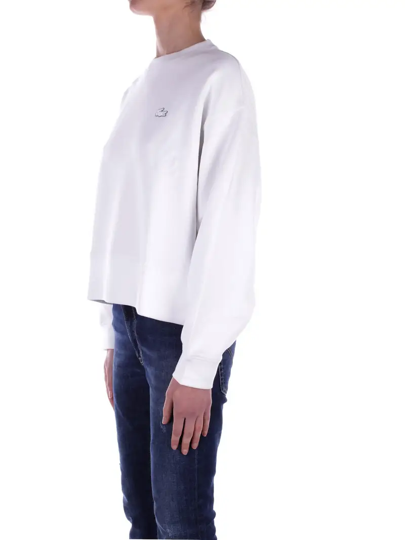 Felpa Donna LACOSTE Bianco Sweatshirt miniatura 2