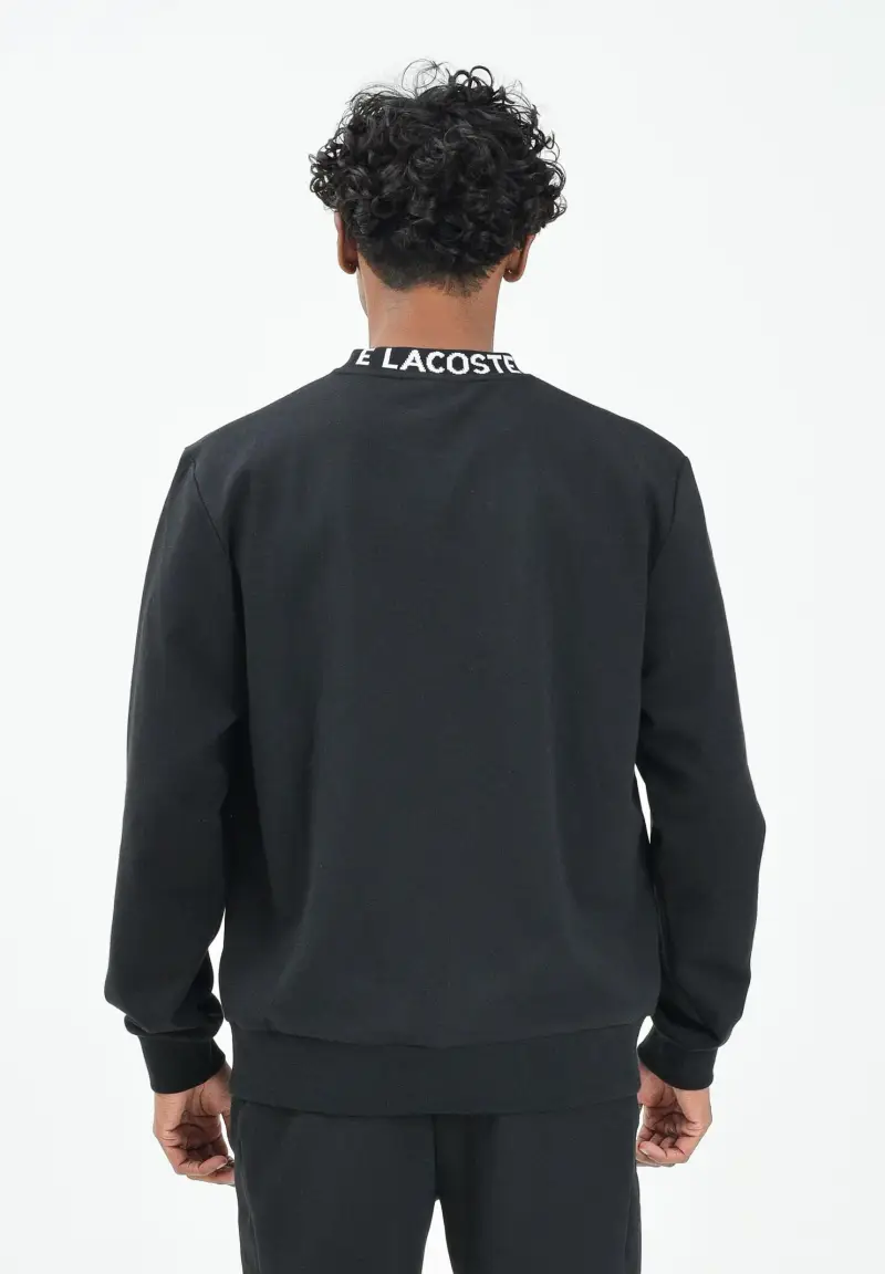 Felpa girocollo nera da uomo con marchio Jacquard miniatura 3