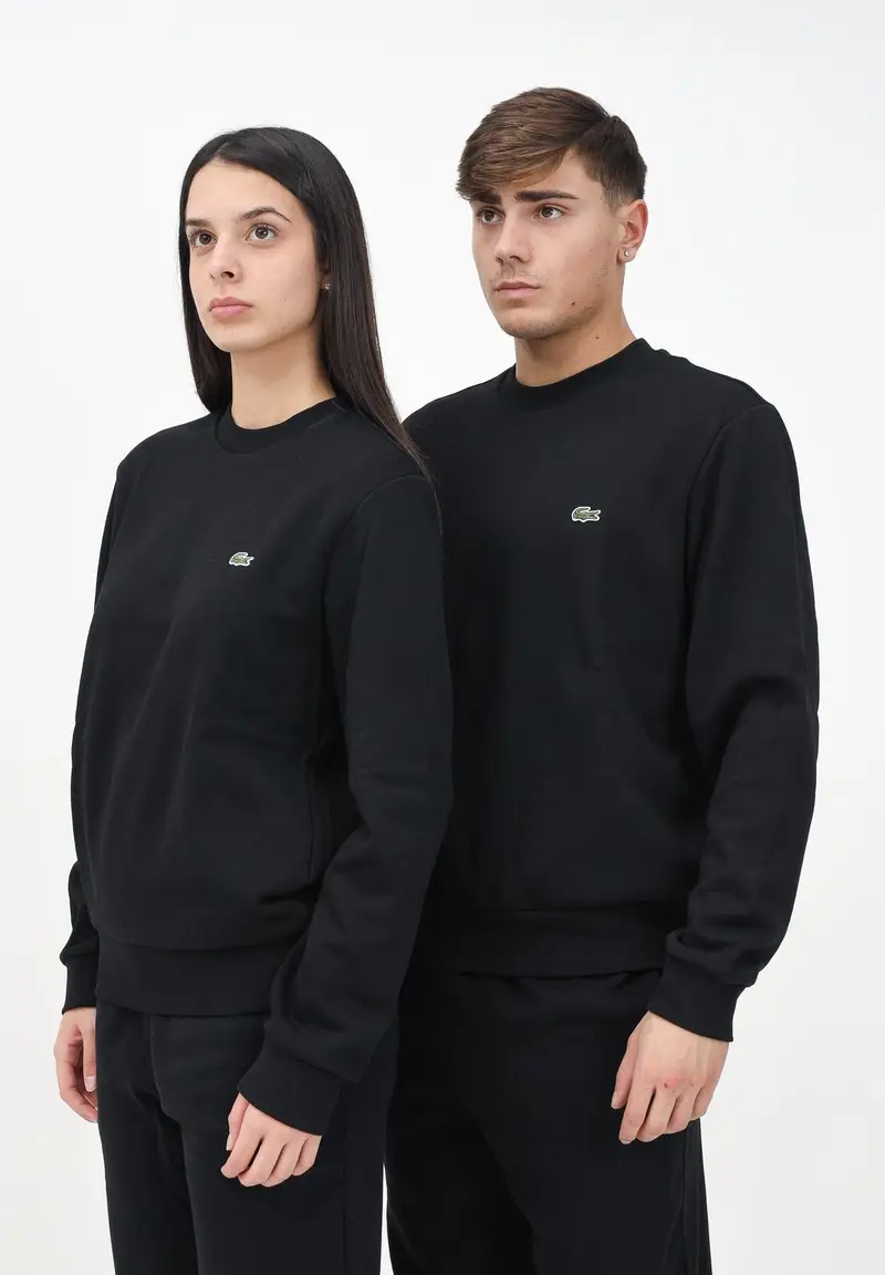LACOSTE Felpa girocollo nera per uomo e donna