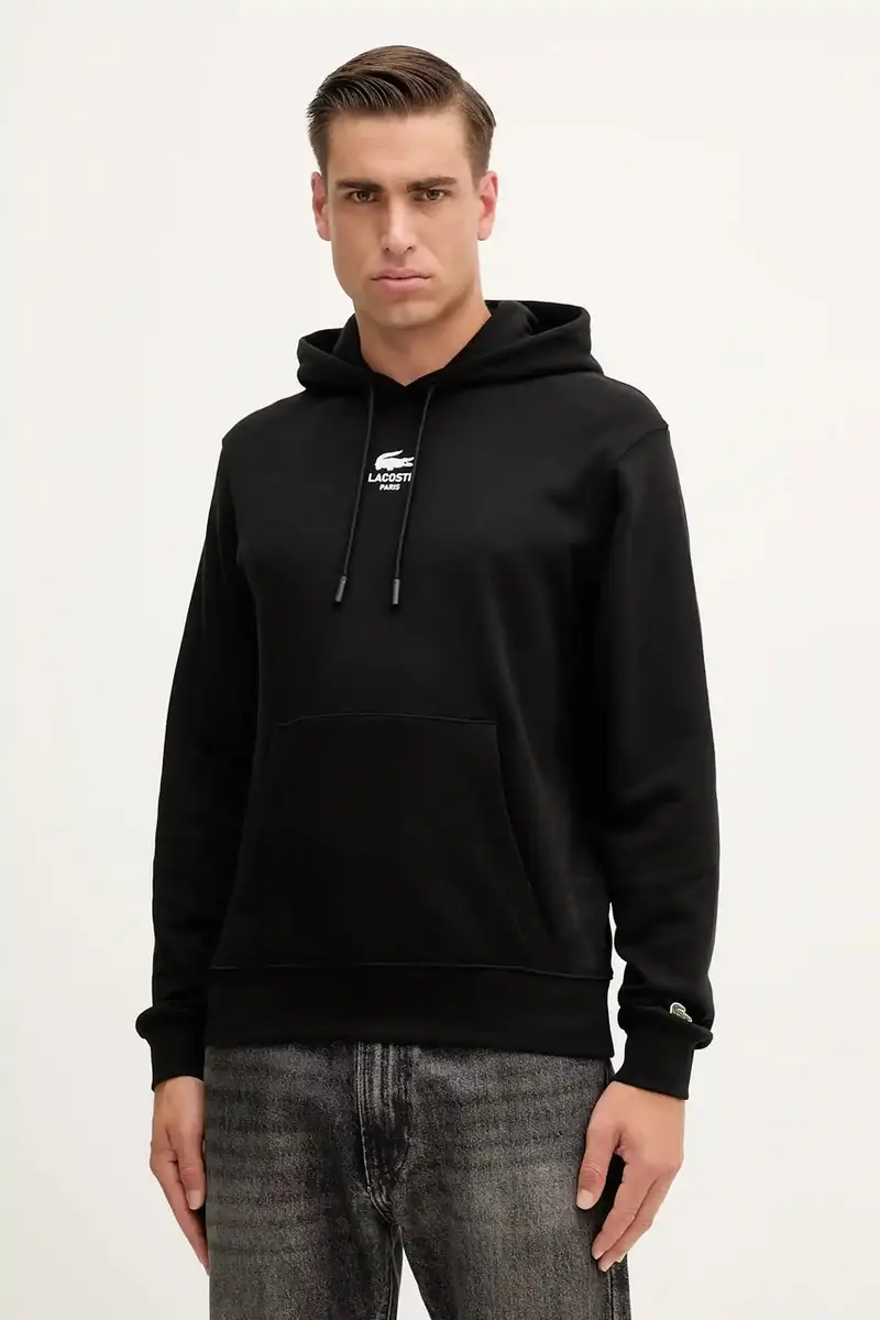 felpa in cotone colore blu navy con cappuccio SH2740 Nero miniatura 2