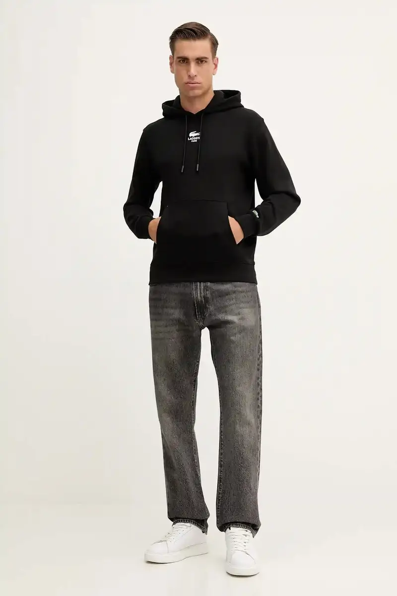 felpa in cotone colore blu navy con cappuccio SH2740 Nero miniatura 4