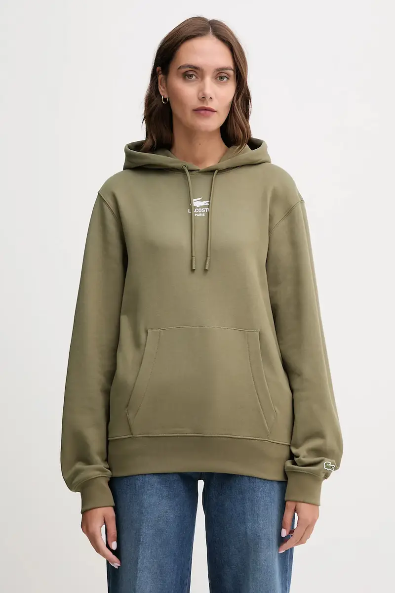 felpa in cotone colore blu navy con cappuccio SH2740 Verde miniatura 2