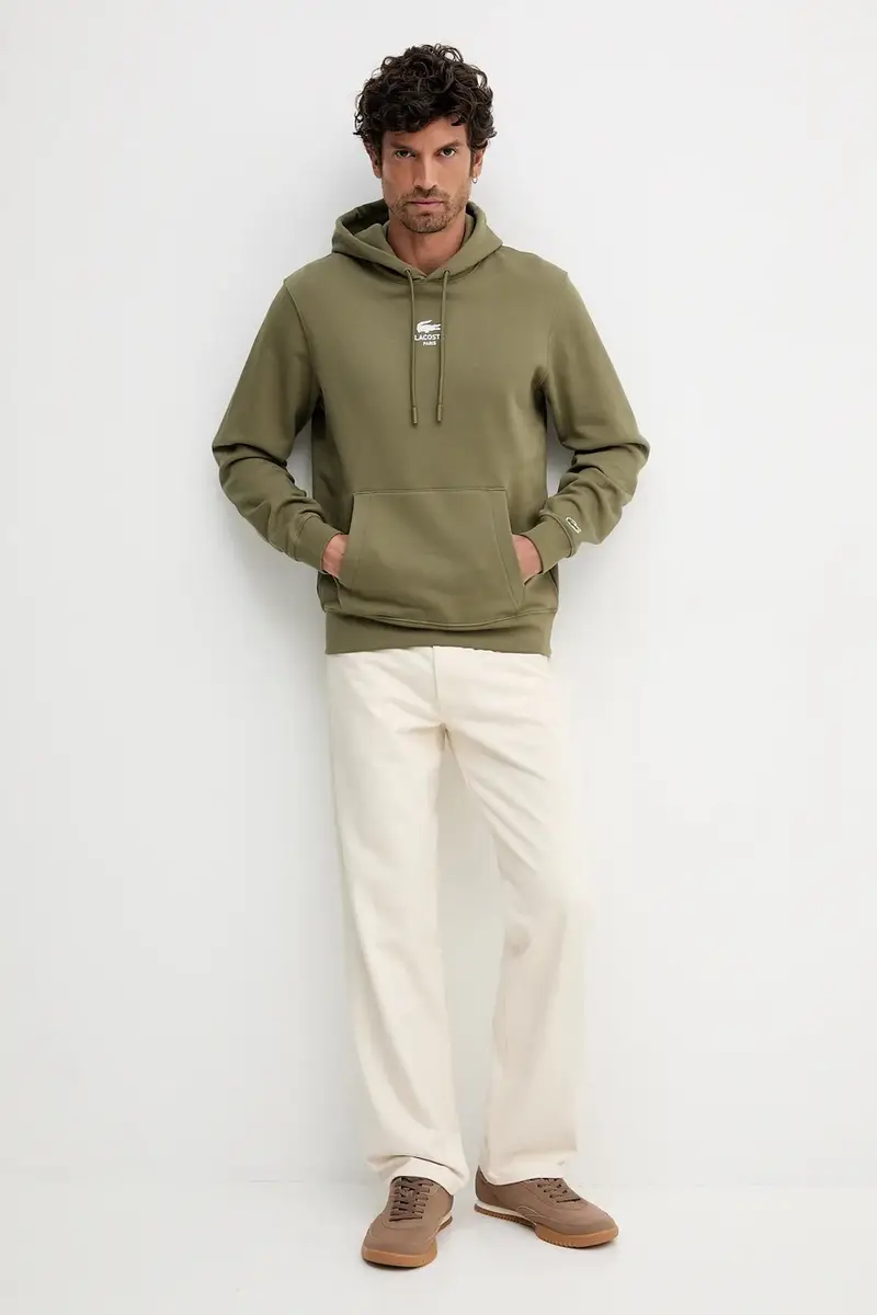 felpa in cotone colore blu navy con cappuccio SH2740 Verde miniatura 3