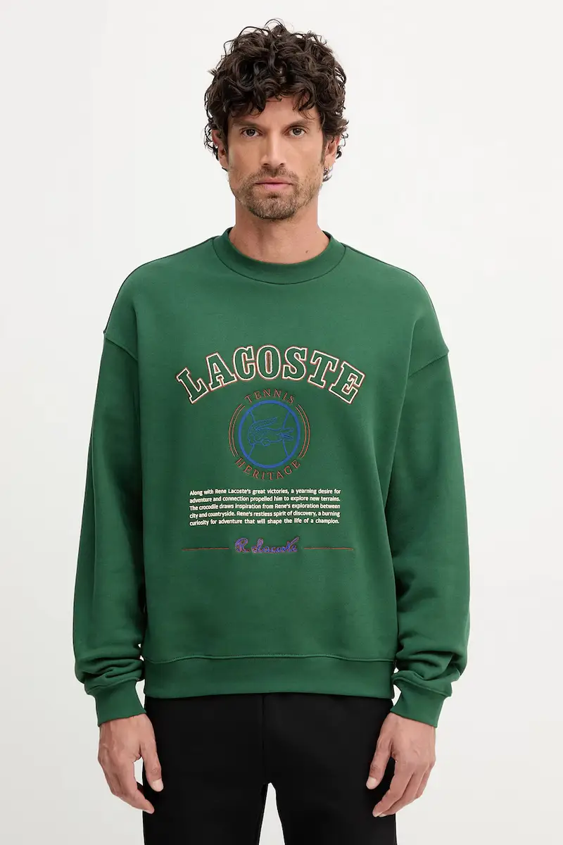 felpa in cotone uomo colore verde con applicazione SH5888