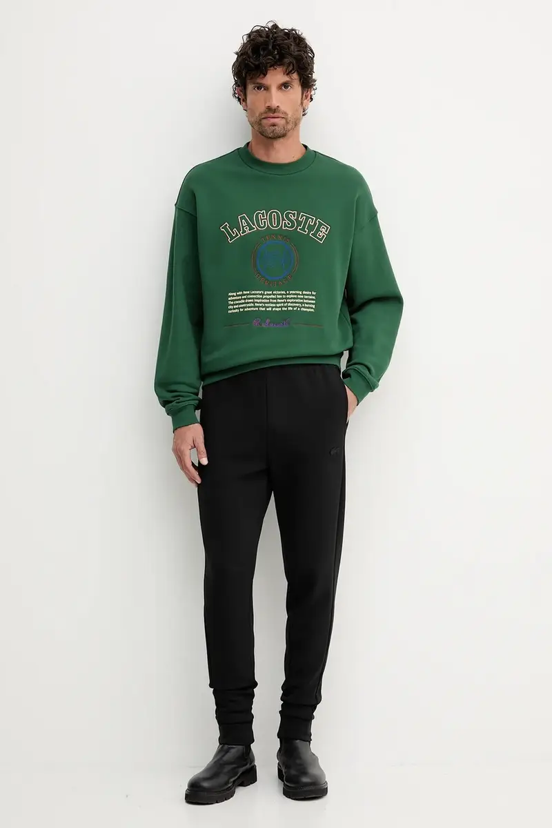 felpa in cotone uomo colore verde con applicazione SH5888 miniatura 2