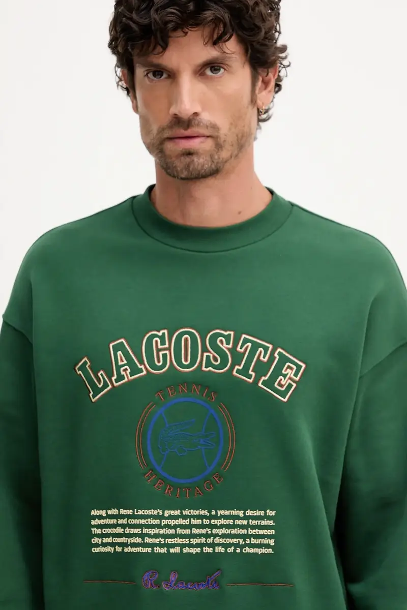 felpa in cotone uomo colore verde con applicazione SH5888 miniatura 4