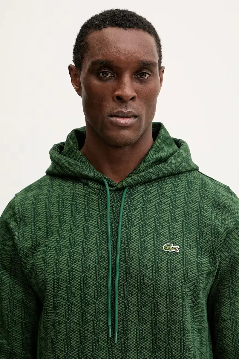 felpa in cotone uomo colore verde con cappuccio SH5885 miniatura 4