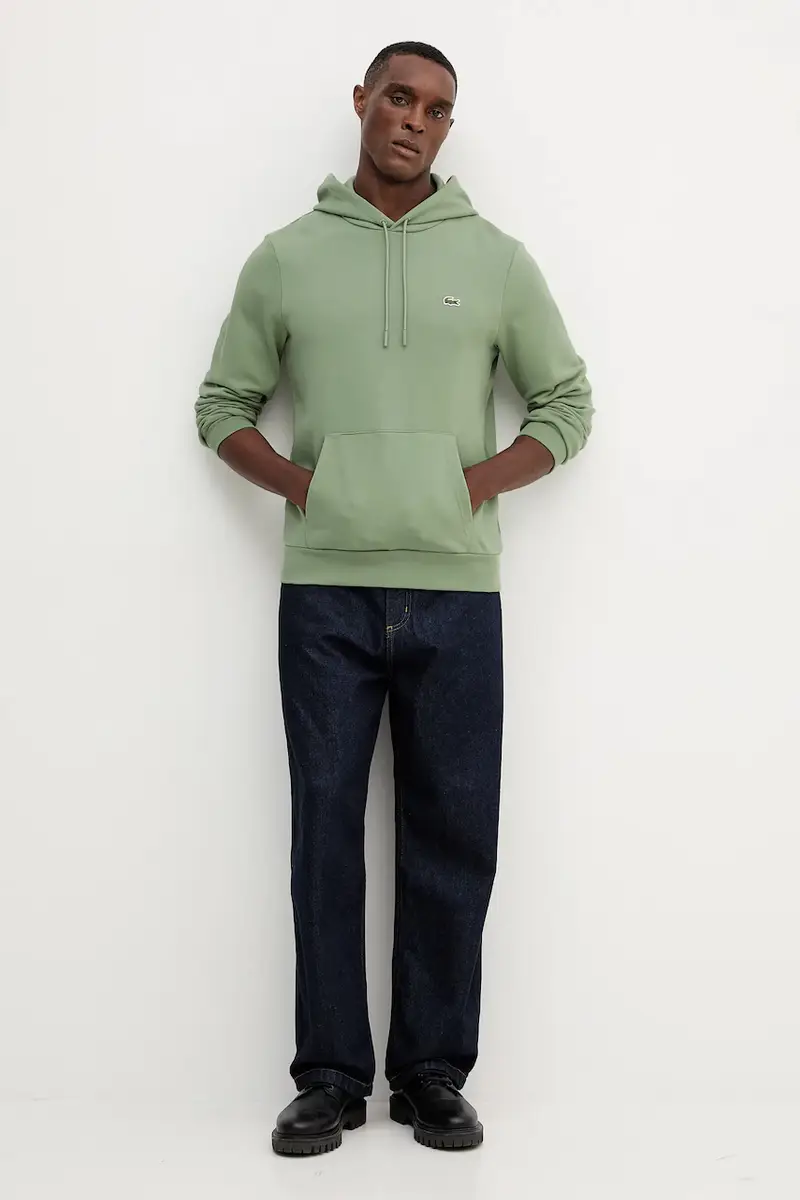 felpa in cotone uomo colore verde con cappuccio SH9839 miniatura 2