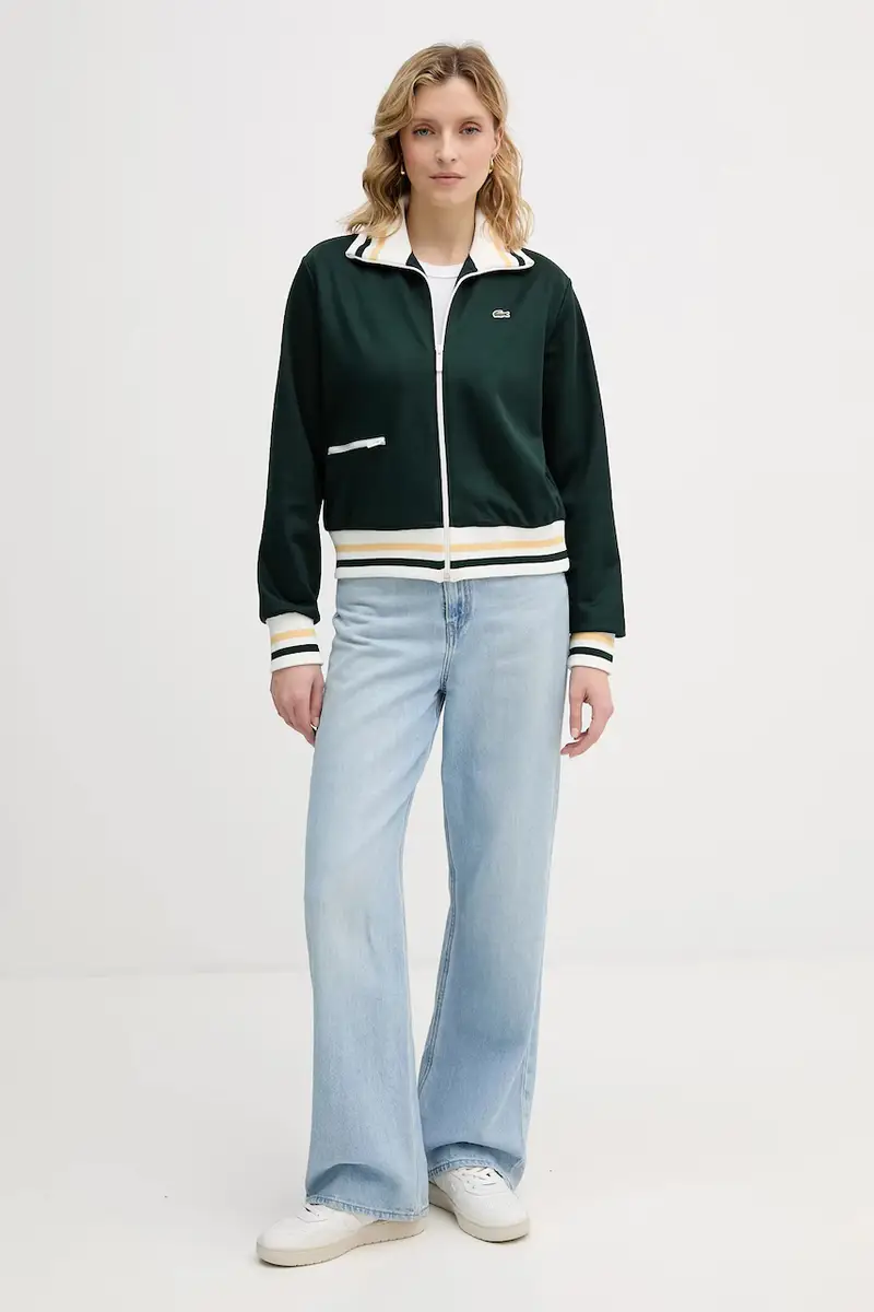 Lacoste Maglia verde con zip miniatura 2
