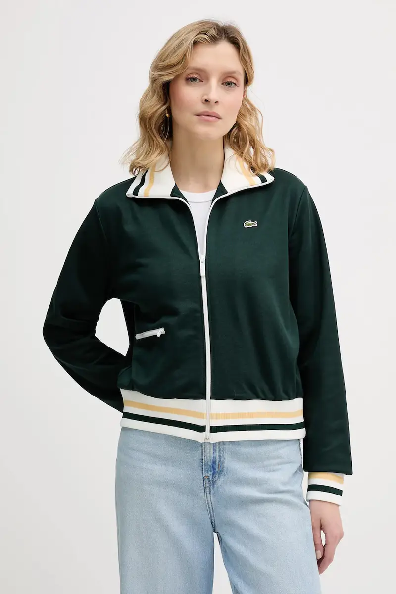 Lacoste Maglia verde con zip