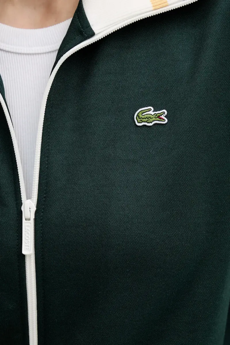 Lacoste Maglia verde con zip per donna miniatura 5