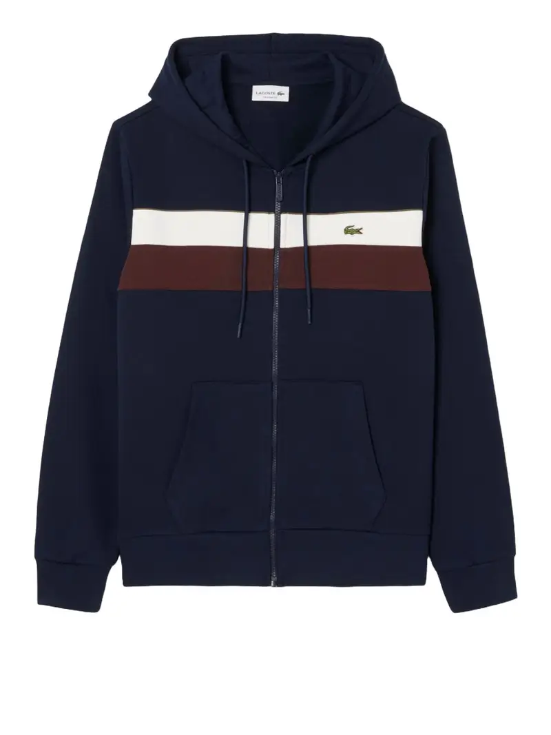 felpa zip lacoste da uomo - blu