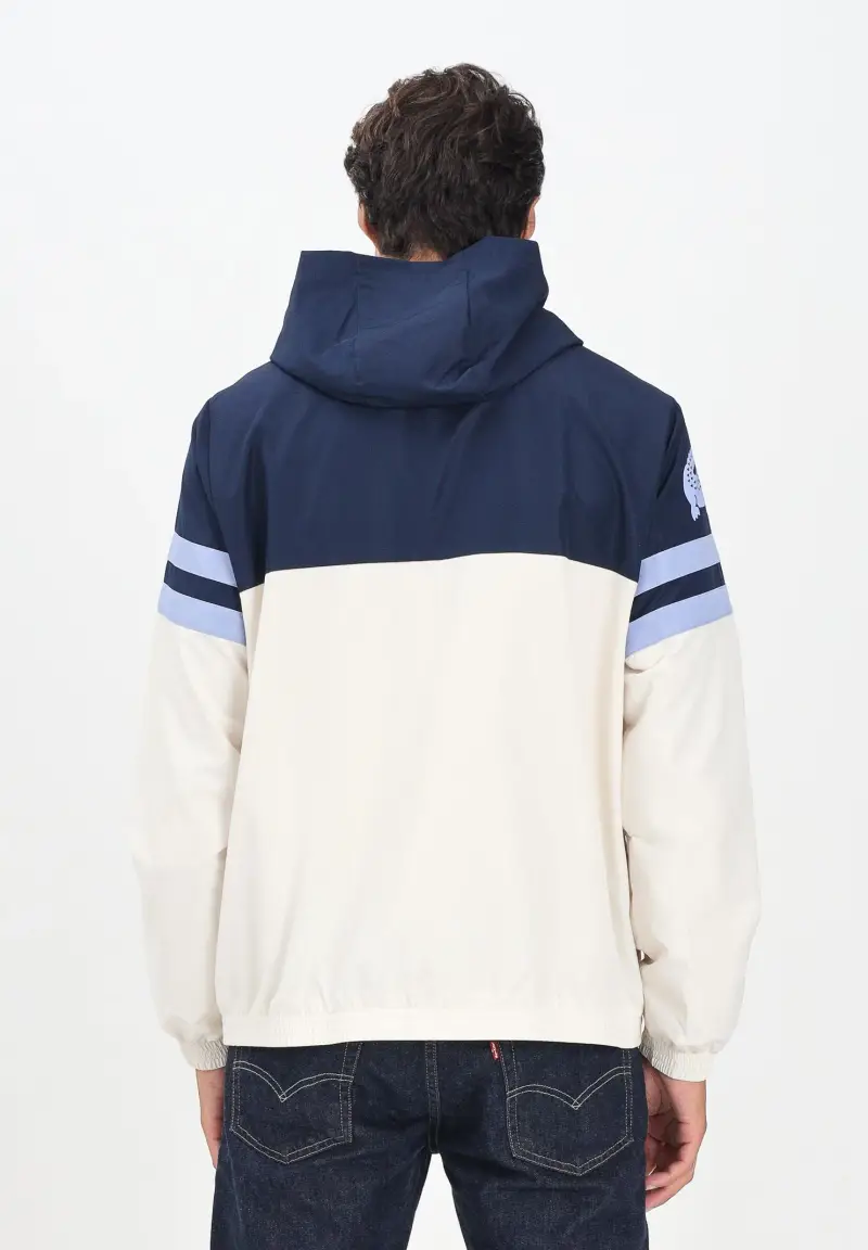 Giacca a vento panna e blu da uomo con logo miniatura 3