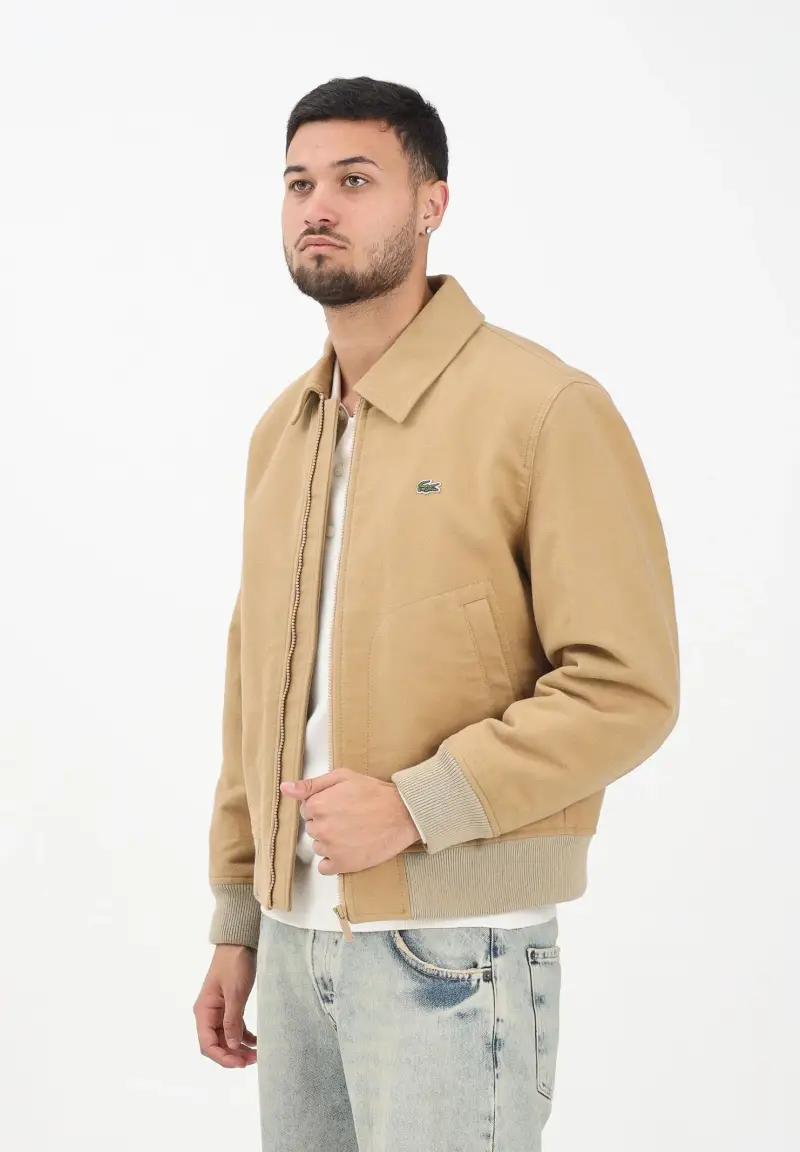 Giubbotto scamosciato beige da uomo miniatura 2