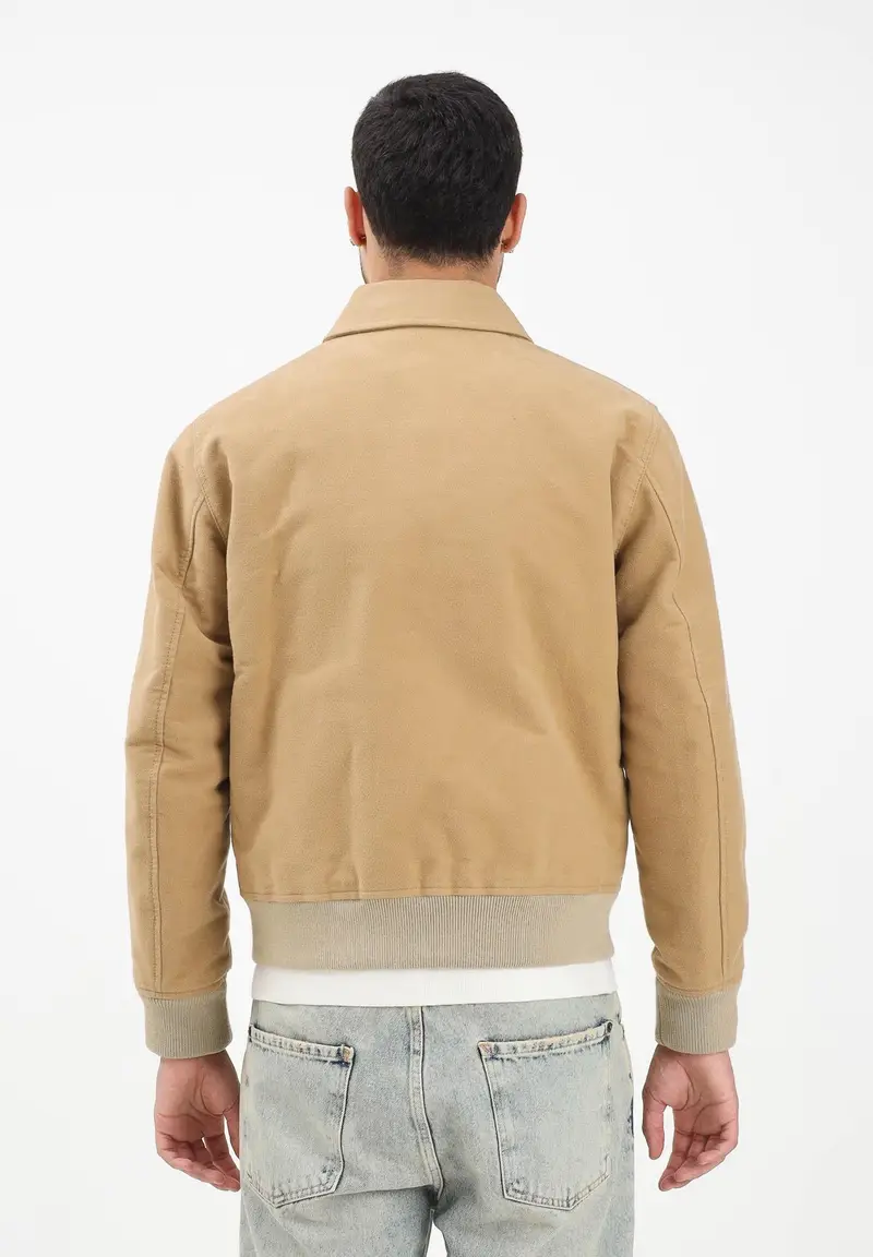 Giubbotto scamosciato beige da uomo miniatura 3