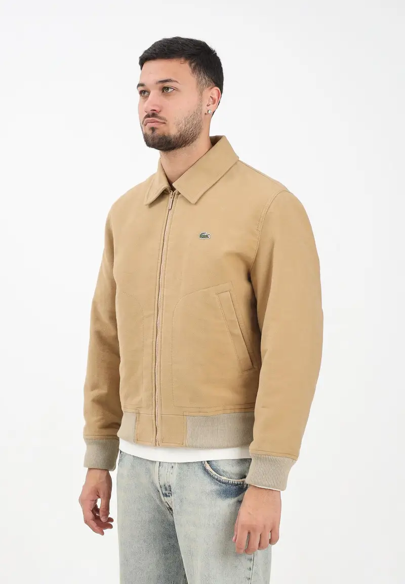 Giubbotto scamosciato beige da uomo