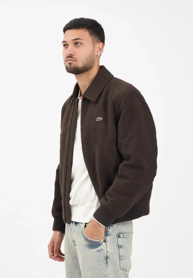 Giubbotto scamosciato marrone da uomo miniatura 2