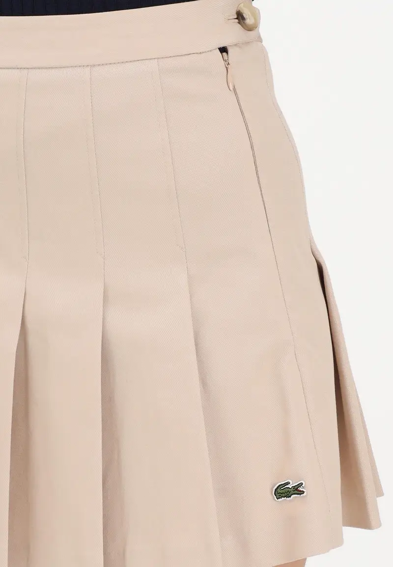 Gonna corta beige da donna con logo miniatura 3