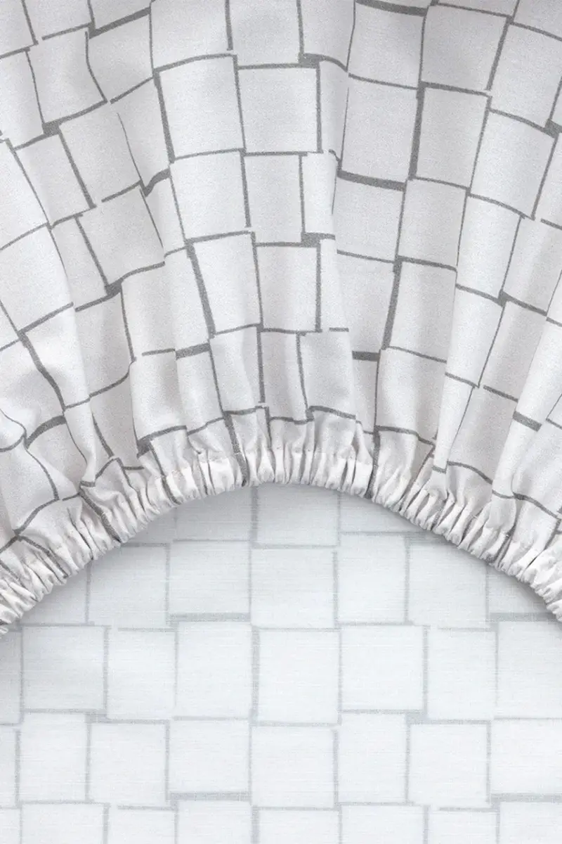 lenzuolo con angoli in cotone L BLOCK Greige 160 x 200 cm colore grigio miniatura 2