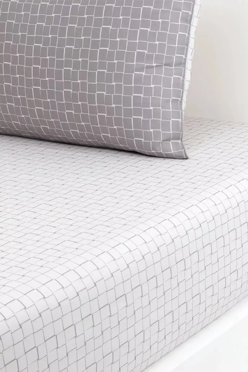 lenzuolo con angoli in cotone L BLOCK Greige 160 x 200 cm colore grigio