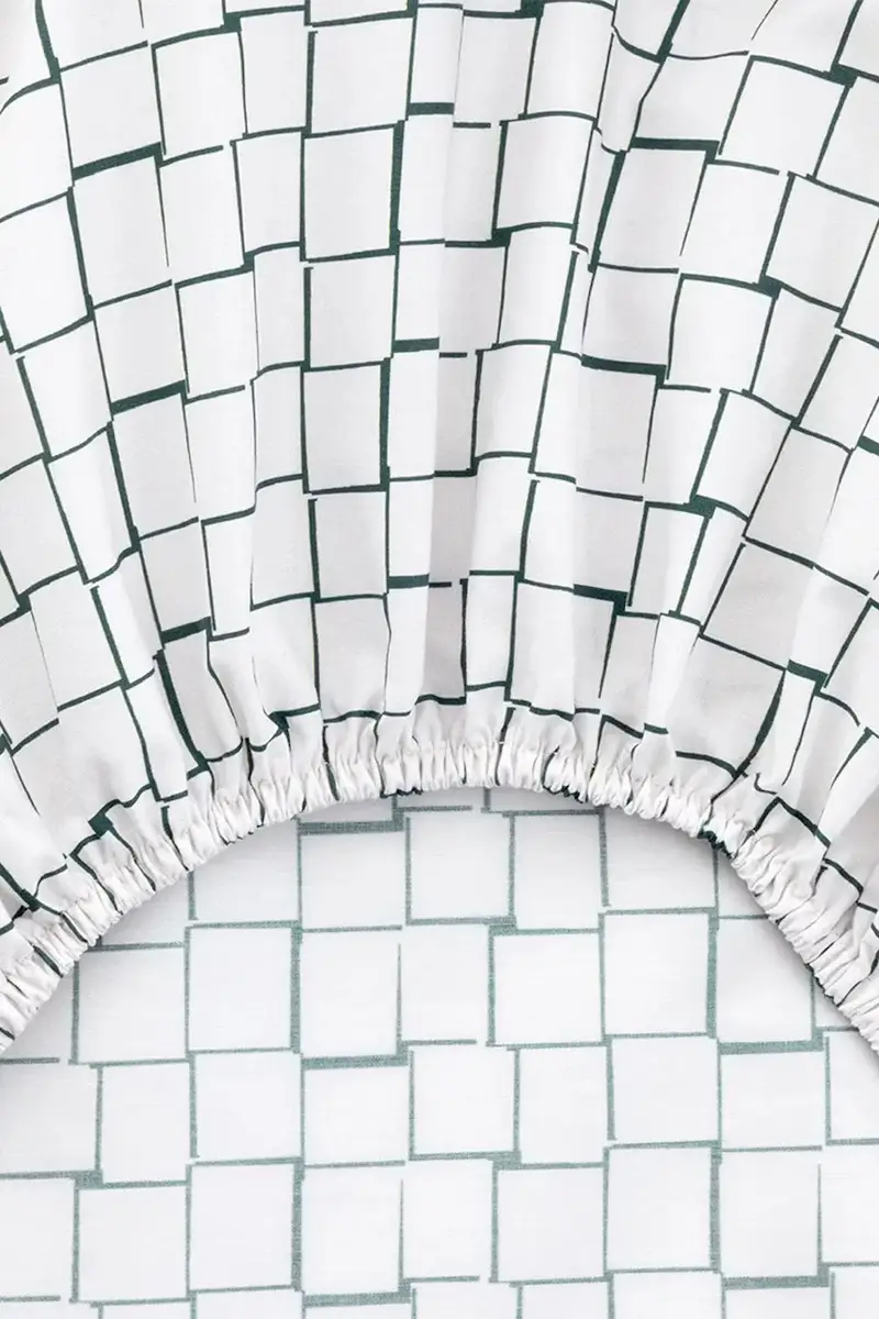 lenzuolo con angoli in cotone L BLOCK Vert 140 x 200 cm colore verde miniatura 2