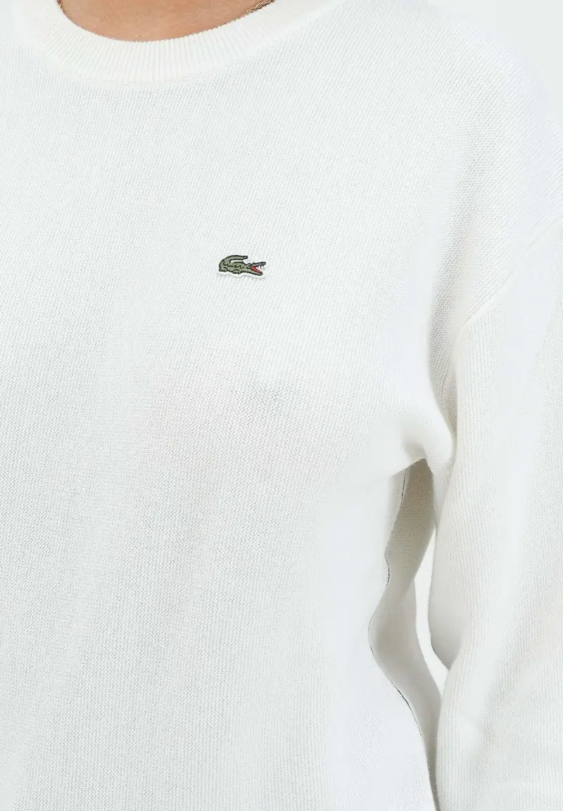 Maglioncino girocollo bianco da donna con logo miniatura 3