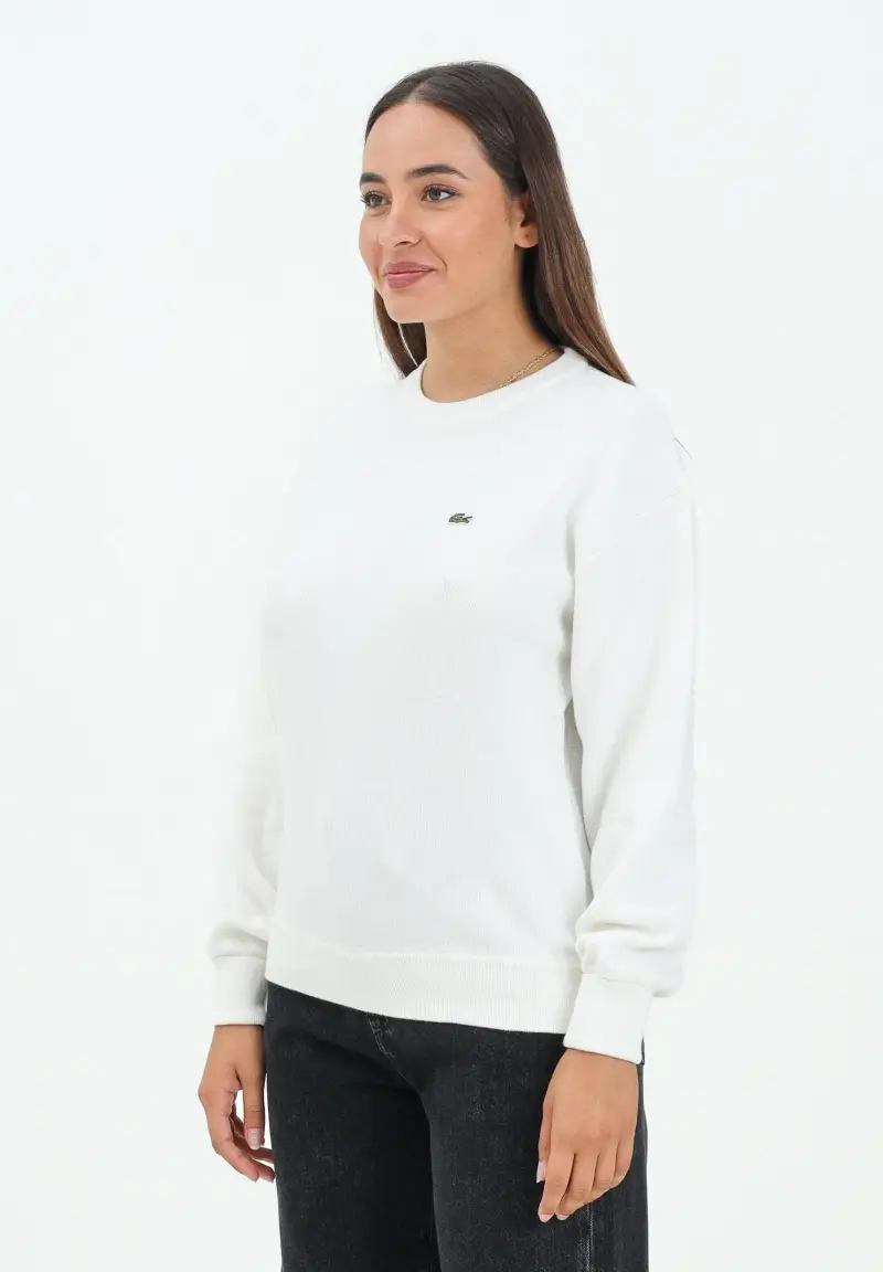 Maglioncino girocollo bianco da donna con logo