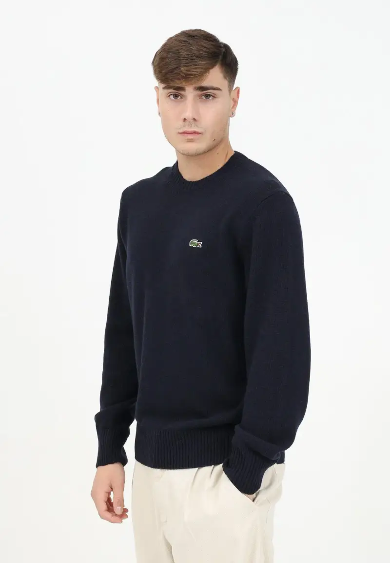 Maglioncino girocollo blu da uomo miniatura 2