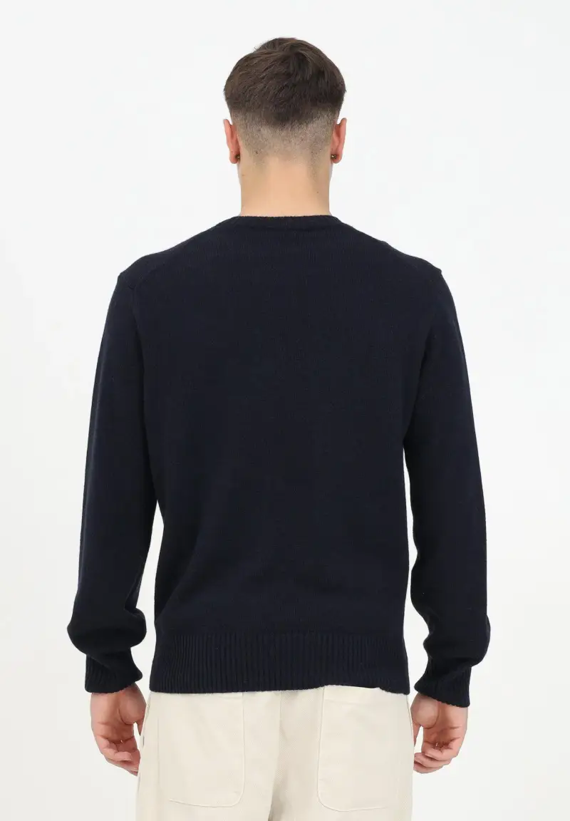 Maglioncino girocollo blu da uomo miniatura 3