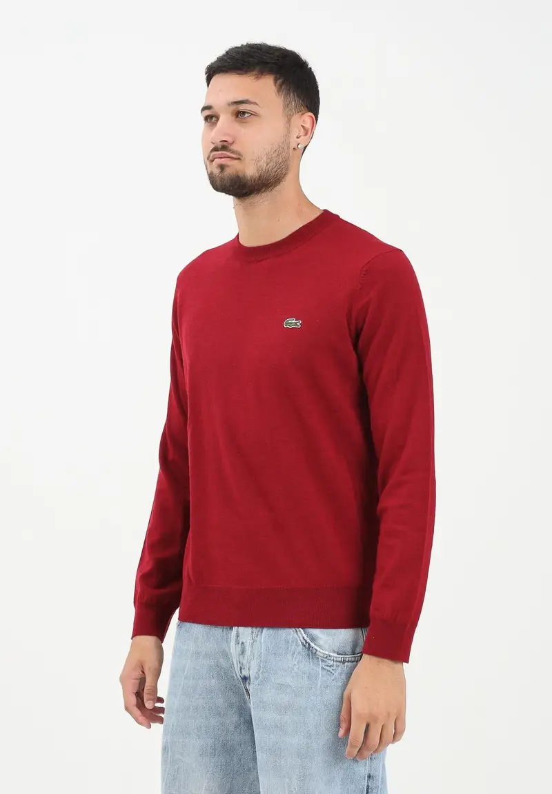 Maglioncino girocollo bordeaux da uomo