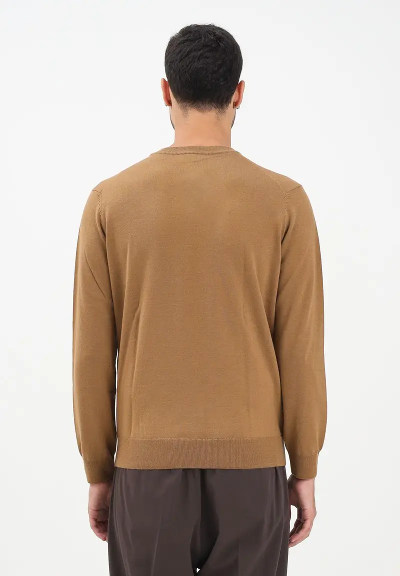 Maglioncino girocollo cammello da uomo miniatura 3