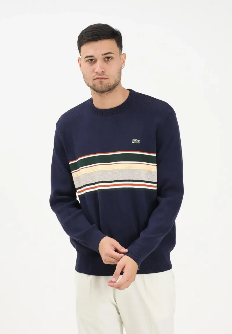 Maglioncino girocollo French Made Striped blu da uomo miniatura 2