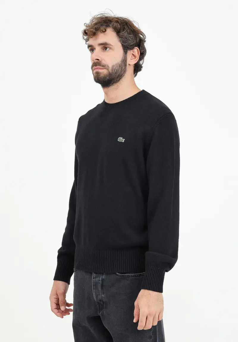 LACOSTE Maglioncino girocollo nero da uomo