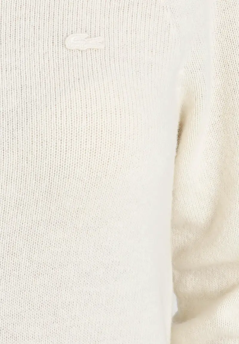 LACOSTE Maglioncino girocollo panna da donna in lana cardata 3D miniatura 2
