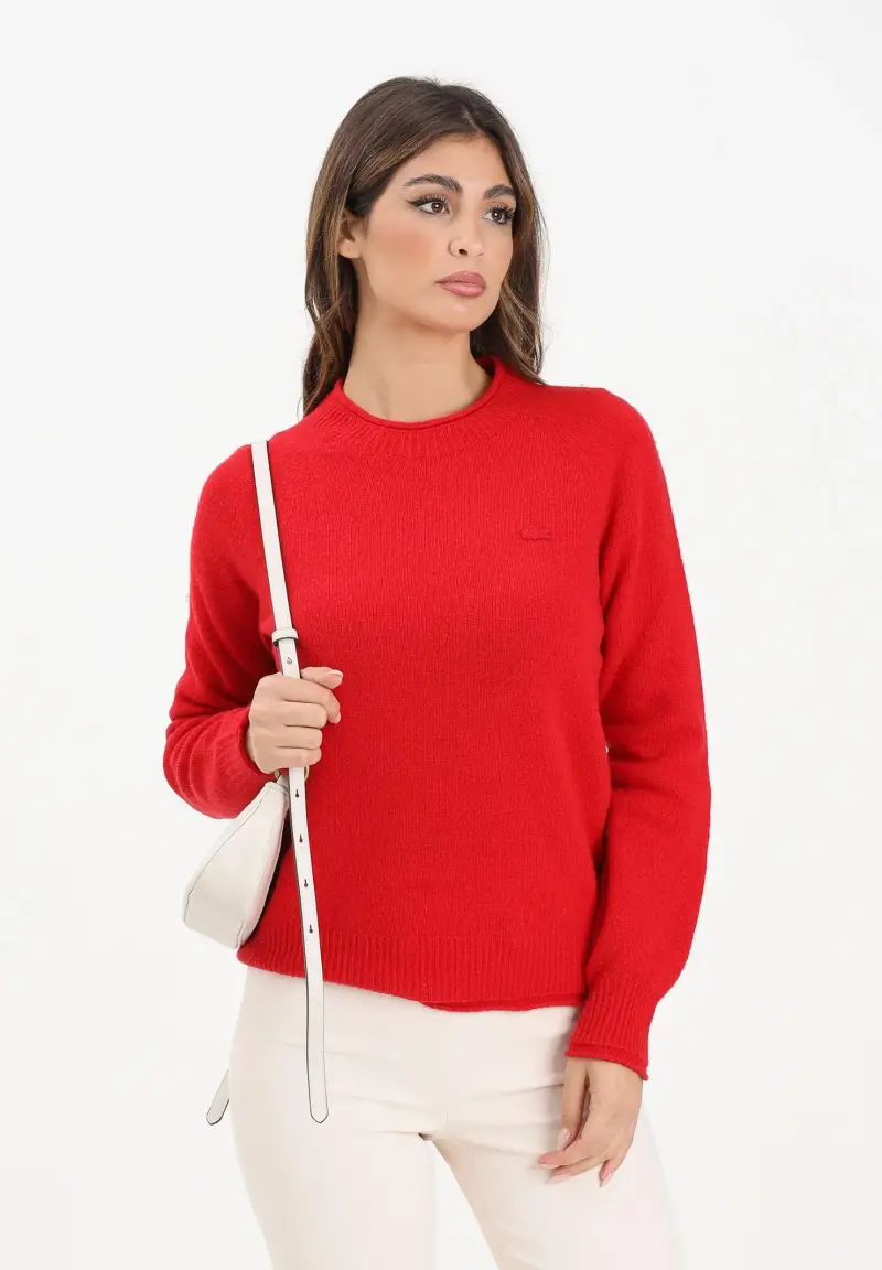 Maglioncino girocollo rosso da donna miniatura 2