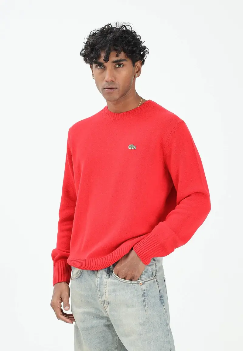 Maglioncino girocollo rosso da uomo miniatura 2