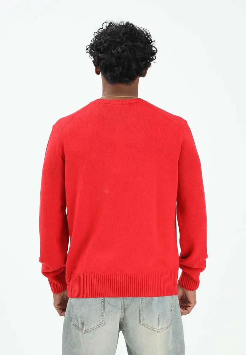 Maglioncino girocollo rosso da uomo miniatura 3