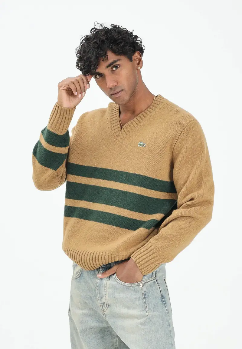 Maglioncino scollo a V cammello da uomo miniatura 2