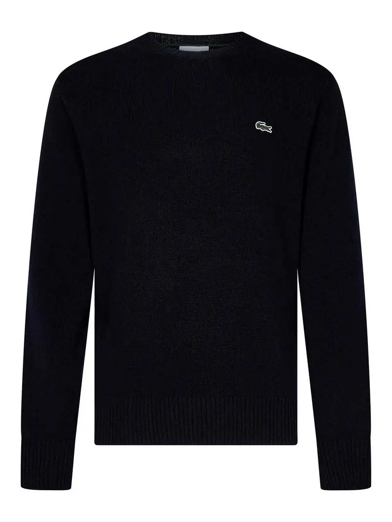 Maglione girocollo in lana cardata Blu