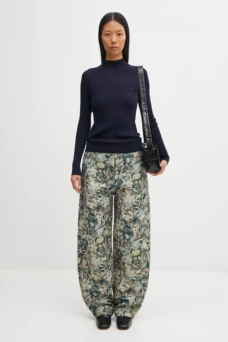 maglione in lana donna colore verde AF4189 Blu navy miniatura 5