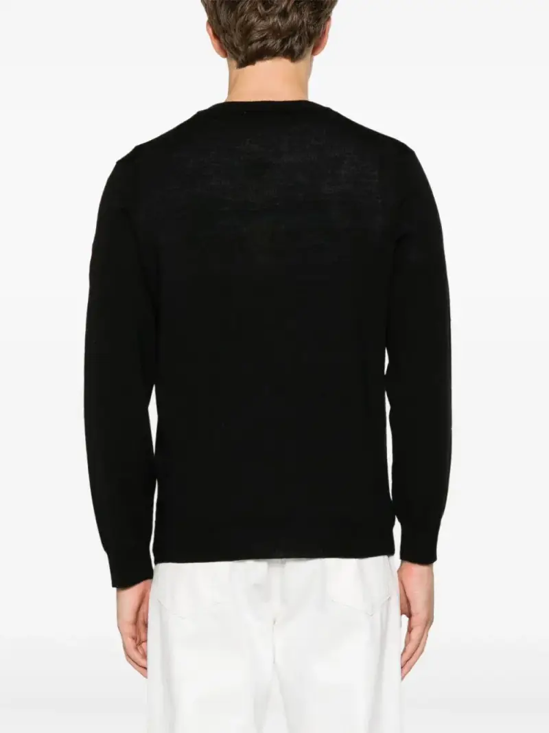 Maglione nero mini logo ricamo miniatura 2