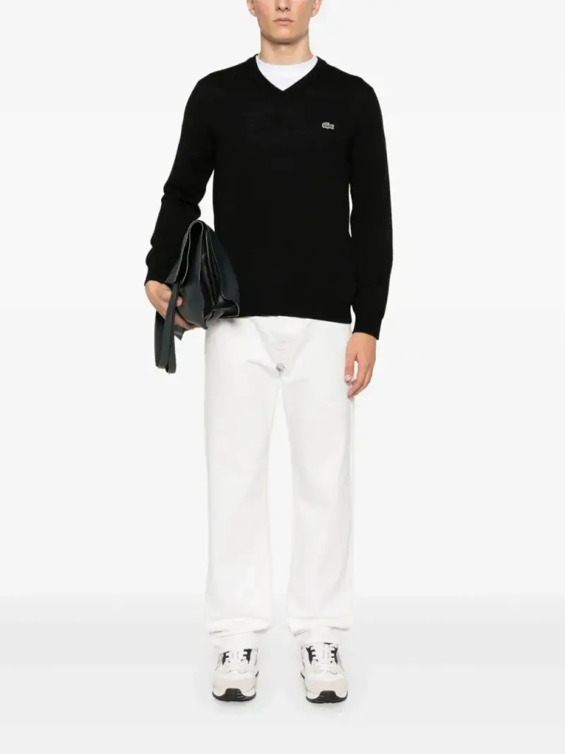 Maglione nero mini logo ricamo miniatura 3