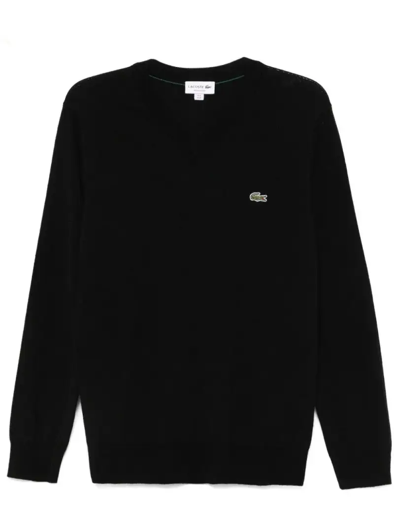 Maglione nero mini logo ricamo