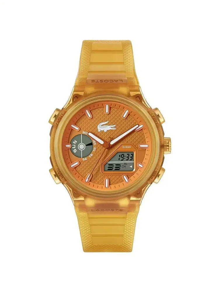 orologio analogico e digitale in silicone trasparente lc33 arancio
