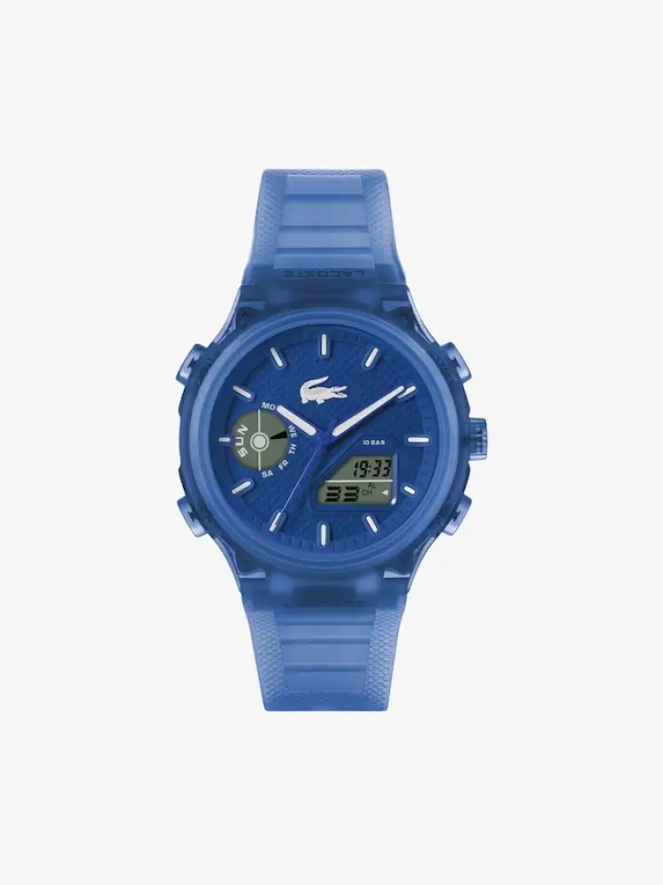 orologio analogico e digitale in silicone trasparente lc33 blu chiaro