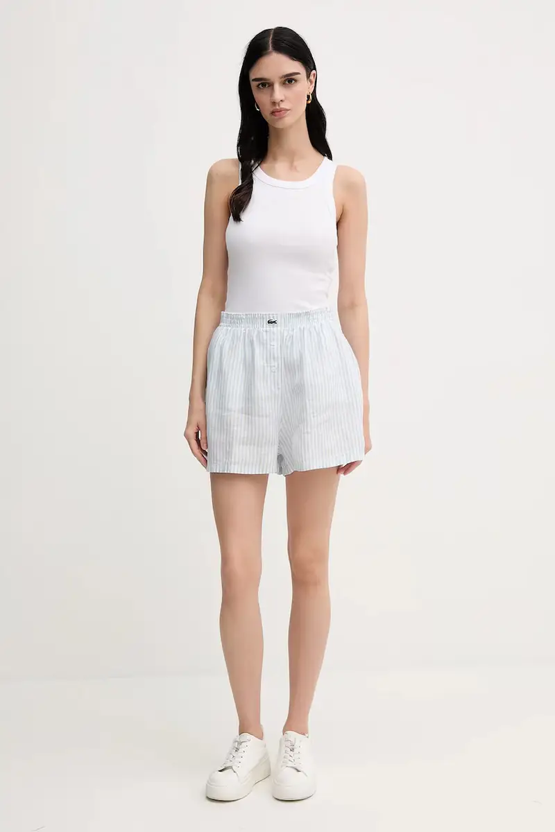 pantaloncini in lino donna colore blu FF0226 miniatura 2