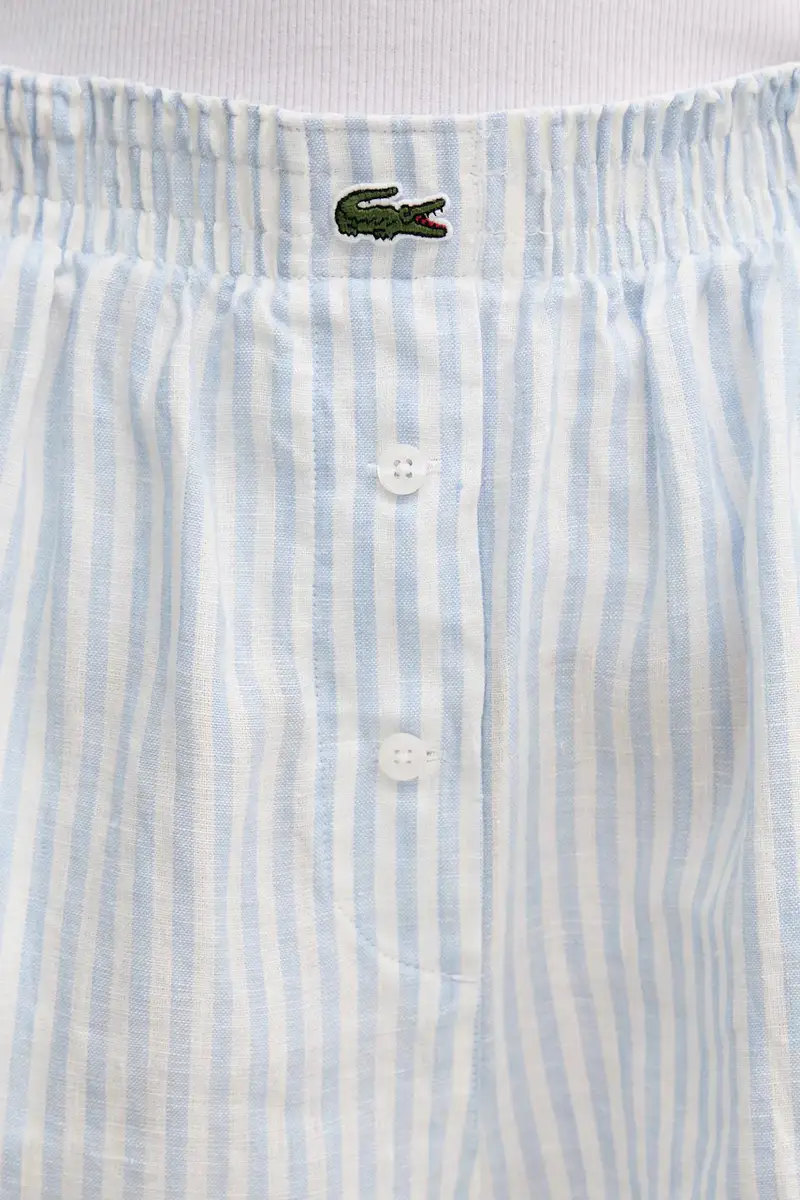 pantaloncini in lino donna colore blu FF0226 miniatura 4