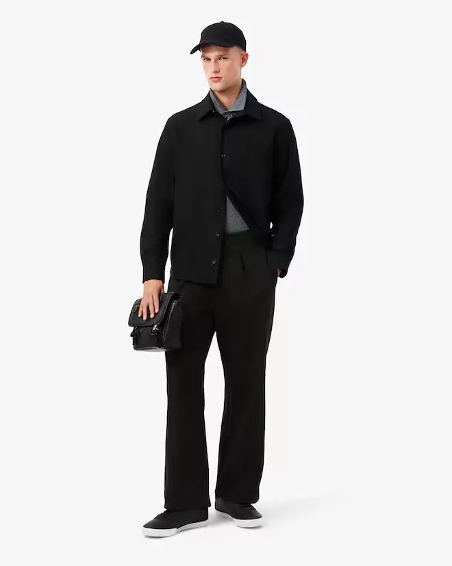 Pantalone in piqué con pinces nero miniatura 2